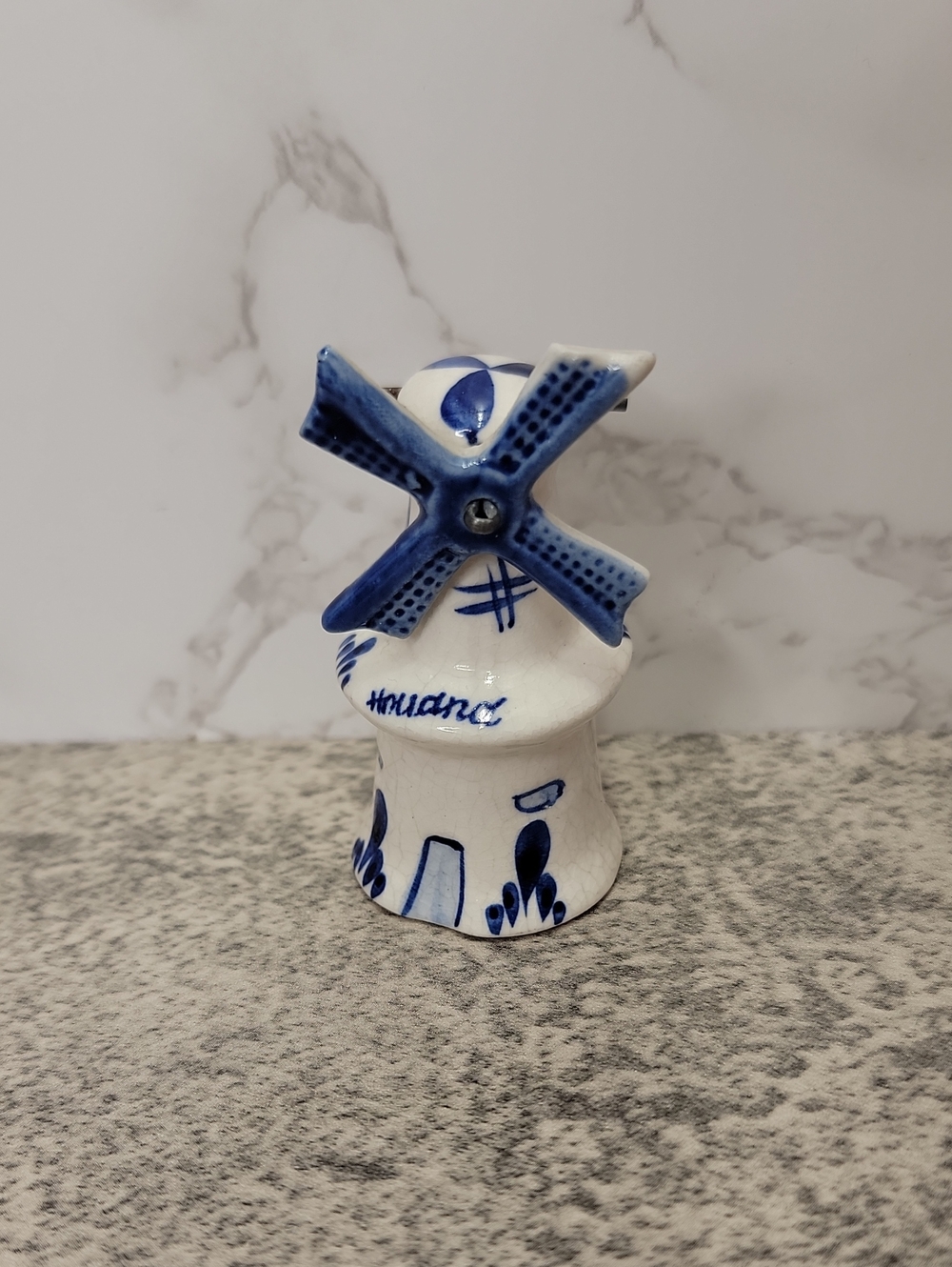 Vintage Handpainted Delfts Blue Mini Windmill
